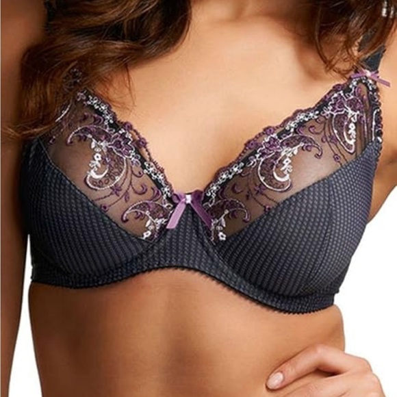 Fantasie Women's Skylar Underwire Full Coverage Bra Womens 32D pinstripe lace - Picture 1 of 9